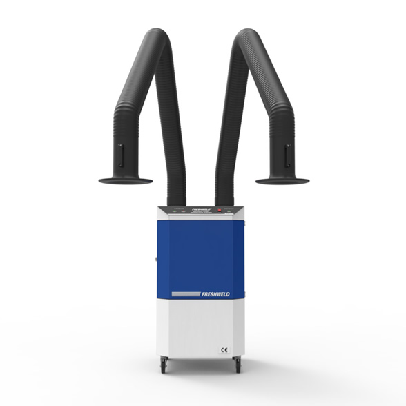 double arm mobile welding fume extractor with activated carbon filter - çift kollu aktif karbon filtreli mobil duman emme ünitesi